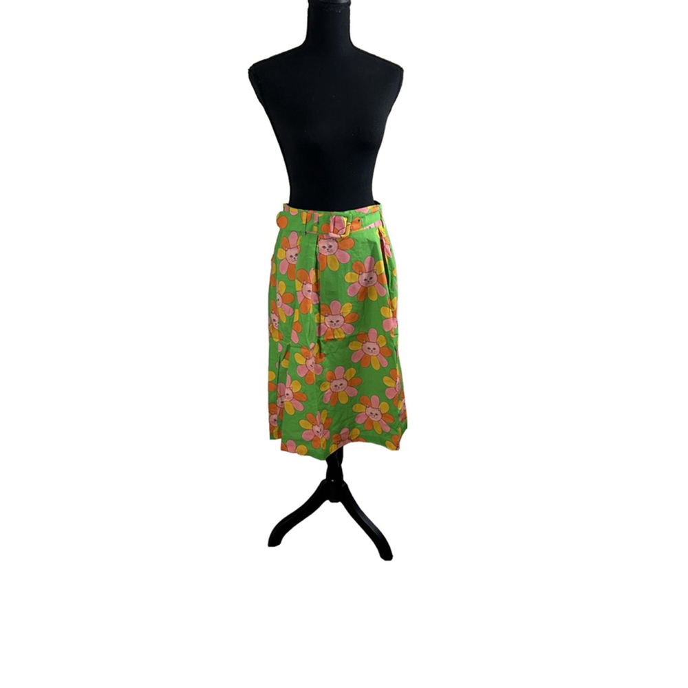 Modcloth Vibrant Colored Kitty Skirt w/ Belt, Size 8